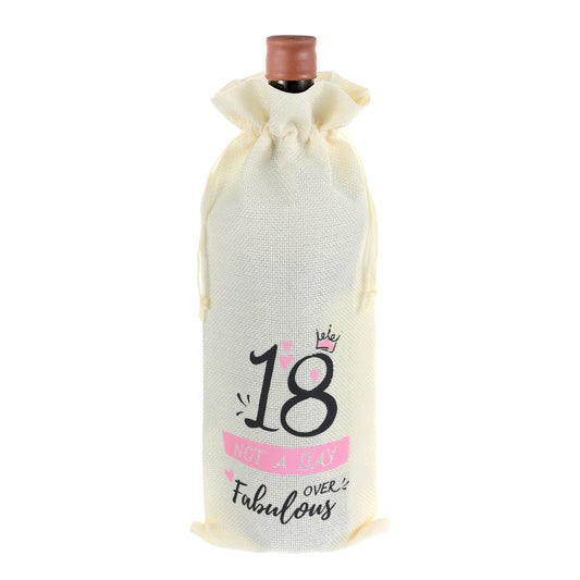 Ymapinc 18 Not a Day Over Fabulous Wine Gift Bag with Drawstring - Perfect 18th Birthday Gifts & New Beginnings Present for Son Daughter
