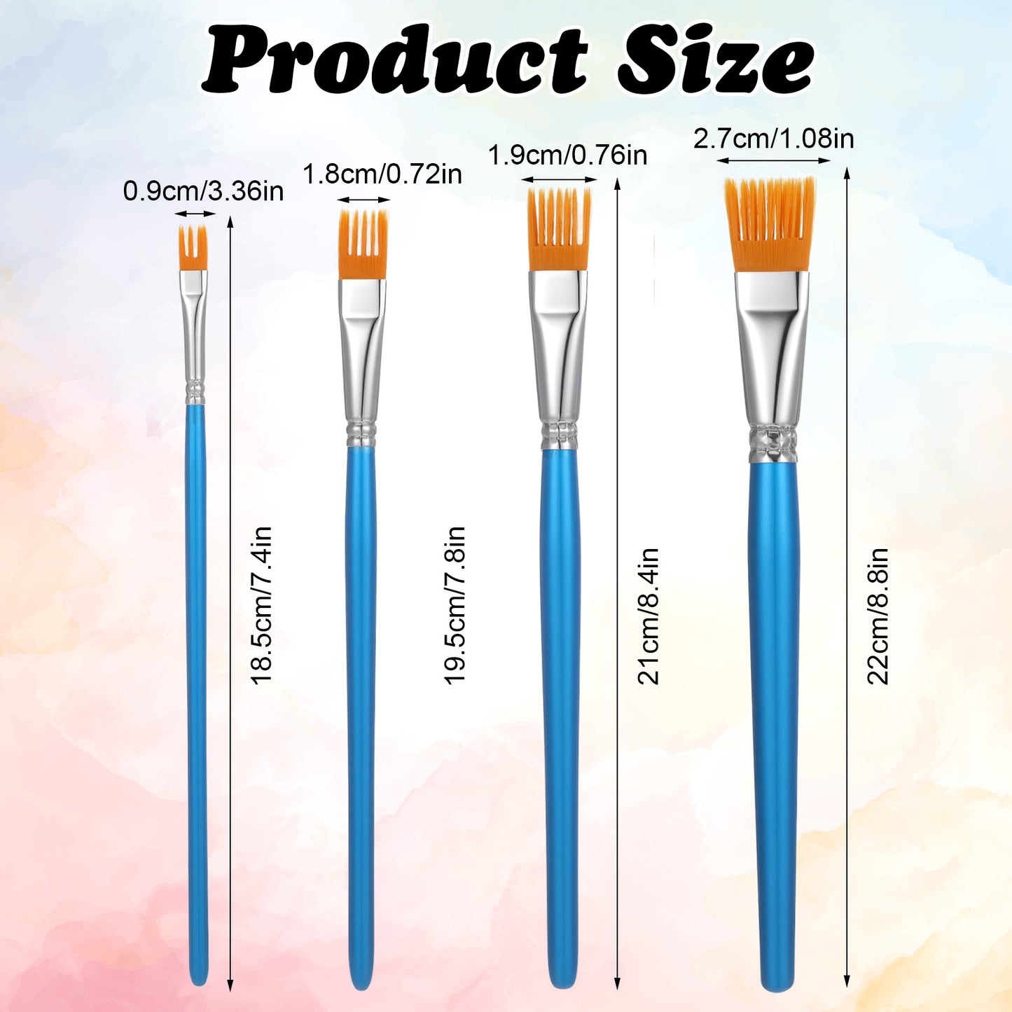 Nogeqi 4PCS Grainer Brush Set for Unique Texture, Professional Flat Comb Artist Paint Brushes for Acrylic Painting, Watercolor and Oil, Art Paint Brushes for Artists & Beginners (Blue)