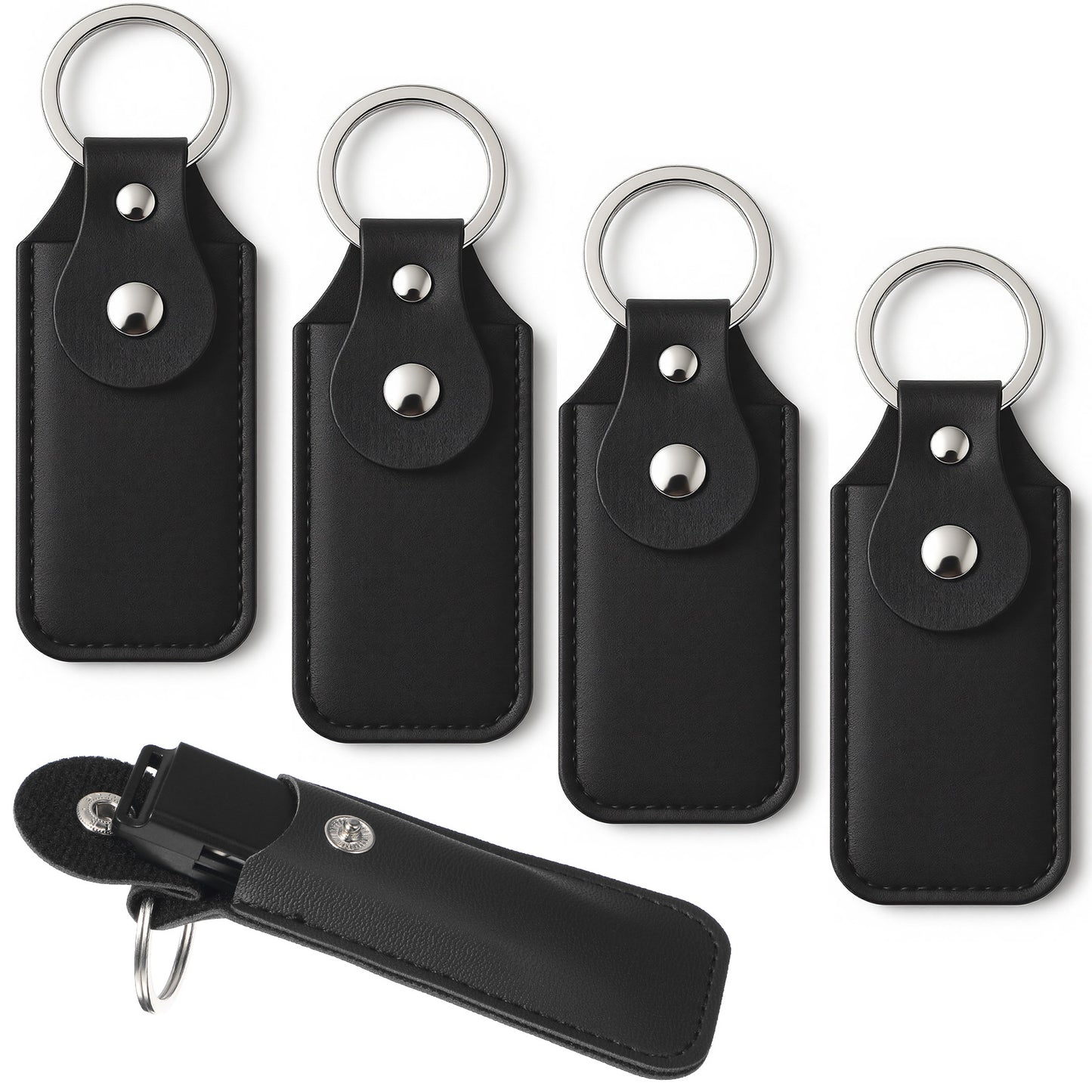 Sorcristy 5PCS Flash Drive Case, PU Leather USB Flash Drive Holder Black Portable Small Storage Cases