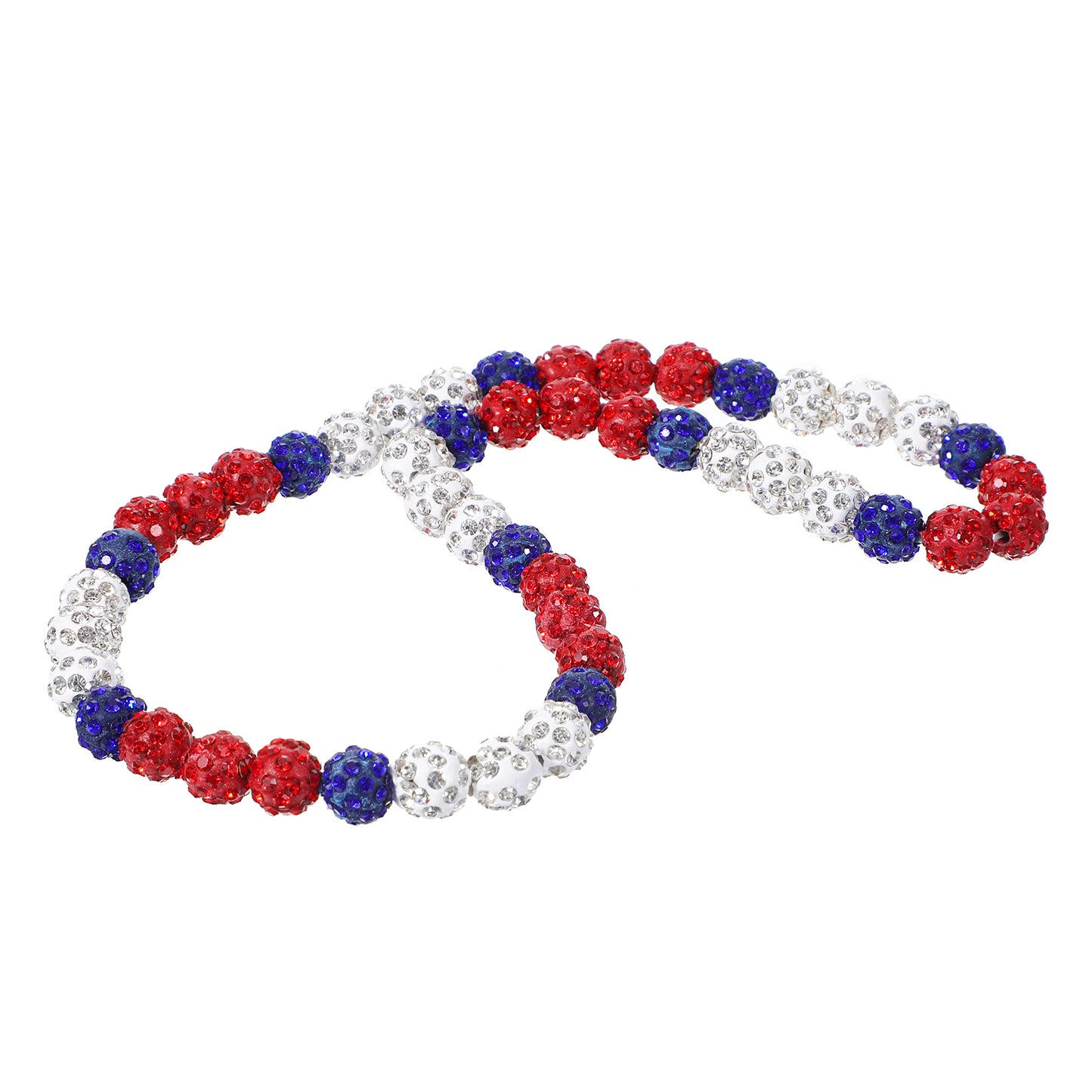 Tyqour Baseball Beads Chain Necklace for Men Mens Baseball Beaded Necklaces, Baseball Necklace with Diamond Bead Necklace Chain for Men, Perfect Baseball Coaching Accessories(red&white&blue)
