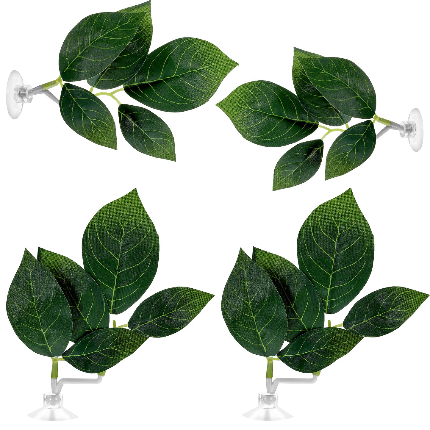 Ymapinc 4 Pcs Betta Fish Tank Accessories, Betta Leaf Pads, Betta Fish Tank Decor with Suction Cup, Simulating Natural Habitat for Betta Fish Resting, Breeding, and Playing, Adjustable Plastic Plants