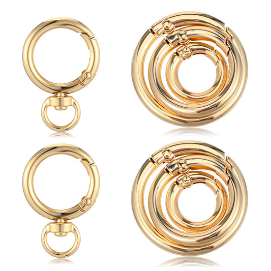 Tyqour 8pcs Gold Carabiner Clip Key Rings for Crafts Key Chain Ring Keychain Clip Spring Keychain Set with Swivel O Rings for DIY Accessories