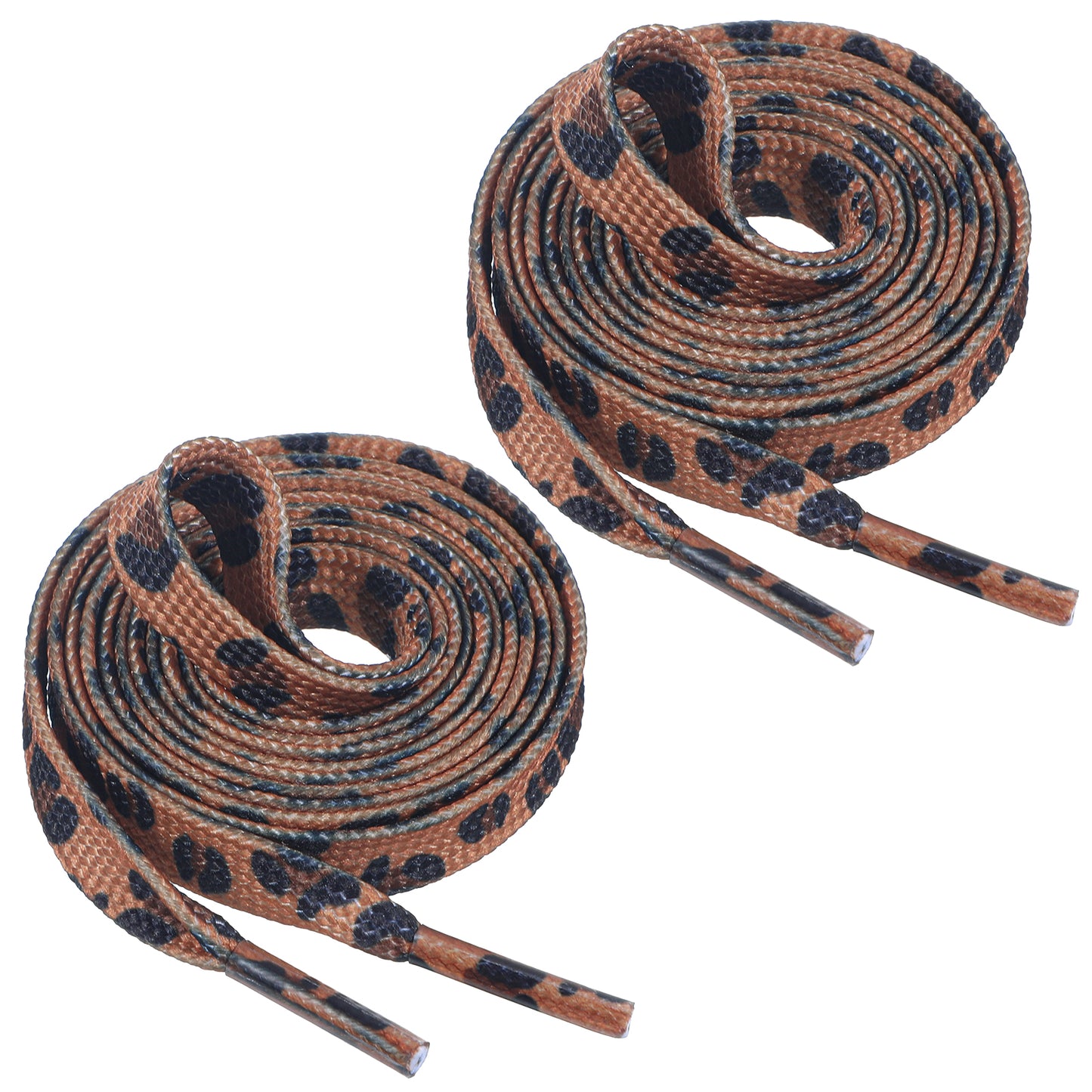 Ouligay 2 Pairs Leopard Print Shoe Laces for Trainers 8mm Wide Flat Leopard Shoelaces 47 Inch Fat Thin Shoe Strings for Women Men Girls Running Sports Athletic Shoes