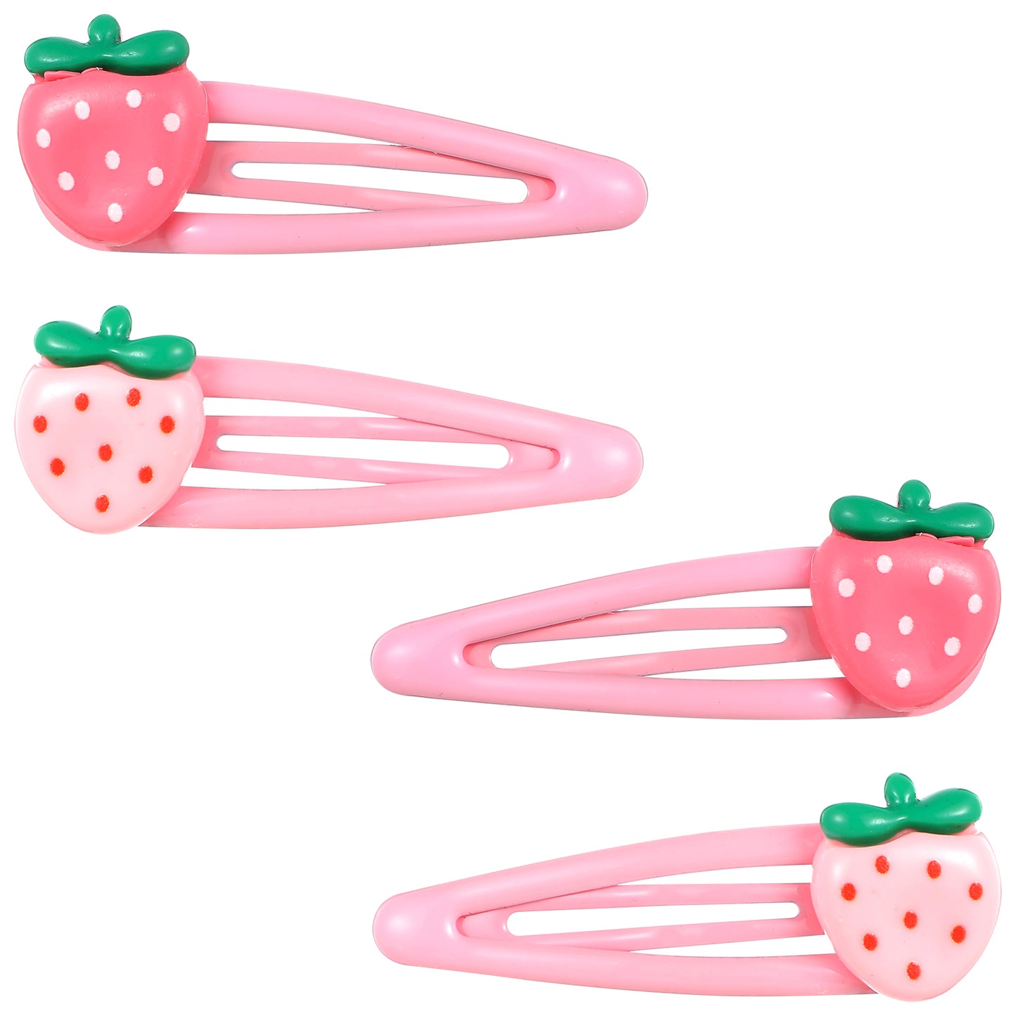 Mabor 4Pcs Strawberry Hair Clips Pink Snap Hair Clips Barrettes Pink Accessories for Girls Toddlers Kids and Teens Gifts (Left&Right)