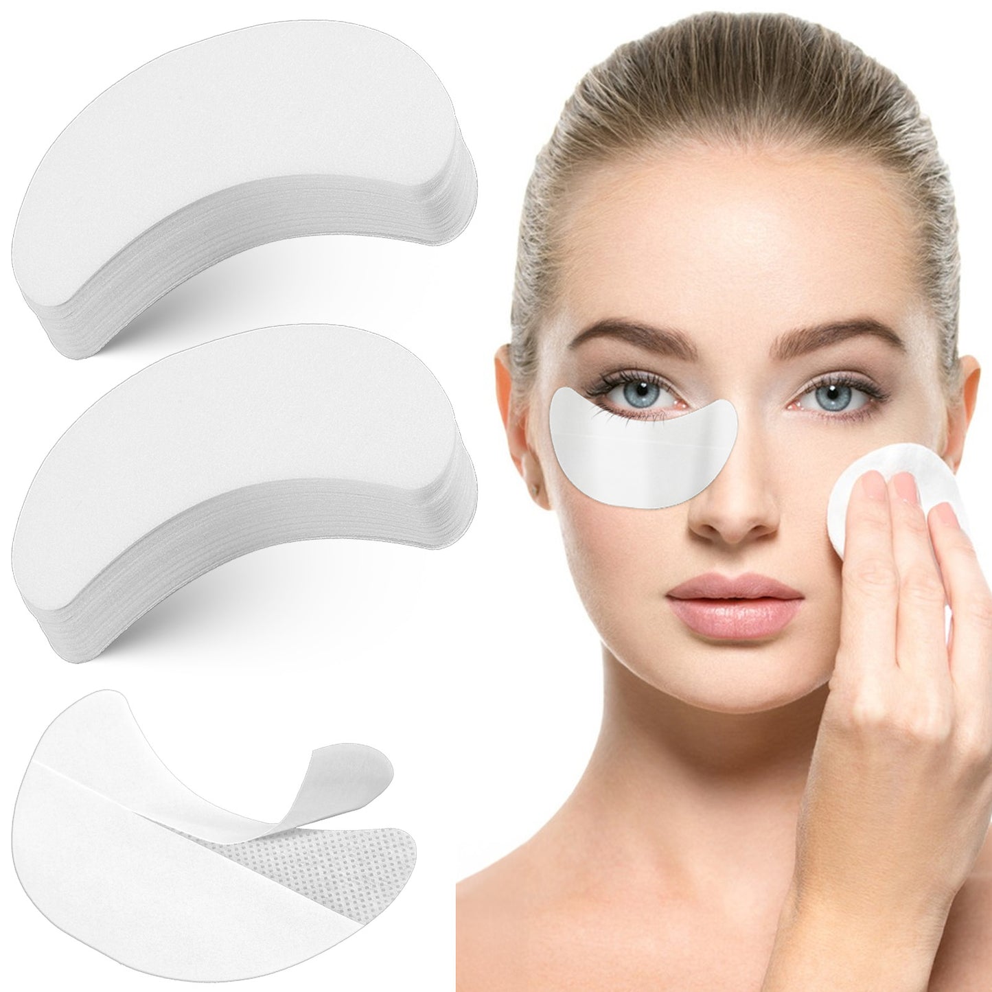 100 Pcs Eyeshadow Shield, Eye Pads For Lash Extensions, 3.35" X 1.97" Non-Woven Eye Shadow Shields, White Eyeshadow Stickers Prevent Makeup Residue For Eyeliner & Makeup, Lint Free & Disposable