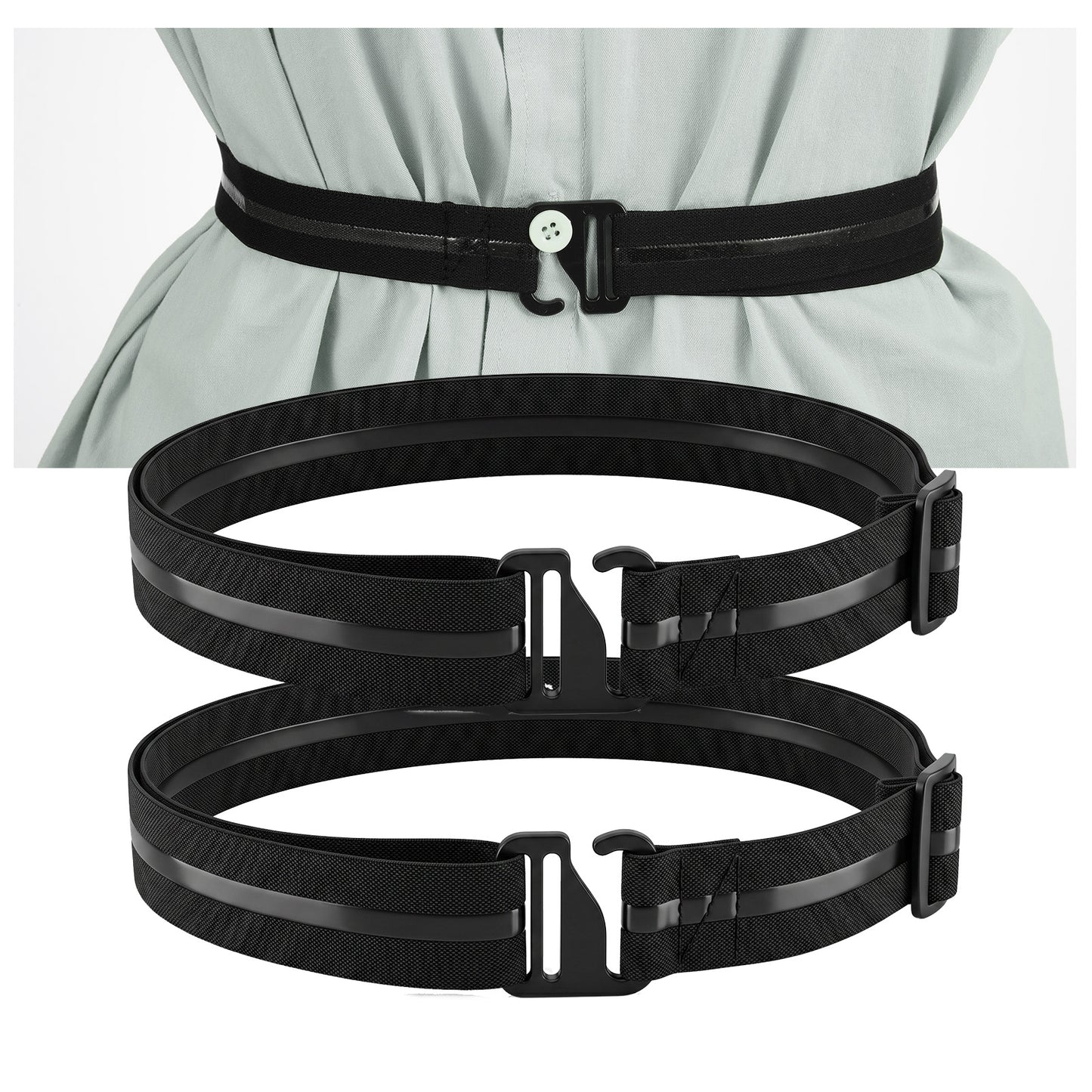 2 PCS Shirt Stays Belts for Men, Adjustable Elastic Shirt Tucker Holder