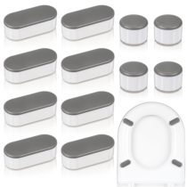 RAHHLIZS 12PCS Universal Toilet Seat Bumpers, Self-Adhesive Bidet Attachments for Toilet, Anti-Sliptoilet Lid Buffers, 2 Sizes, Durable Adhesive, Compatible with Most Toilet Models,Black/White