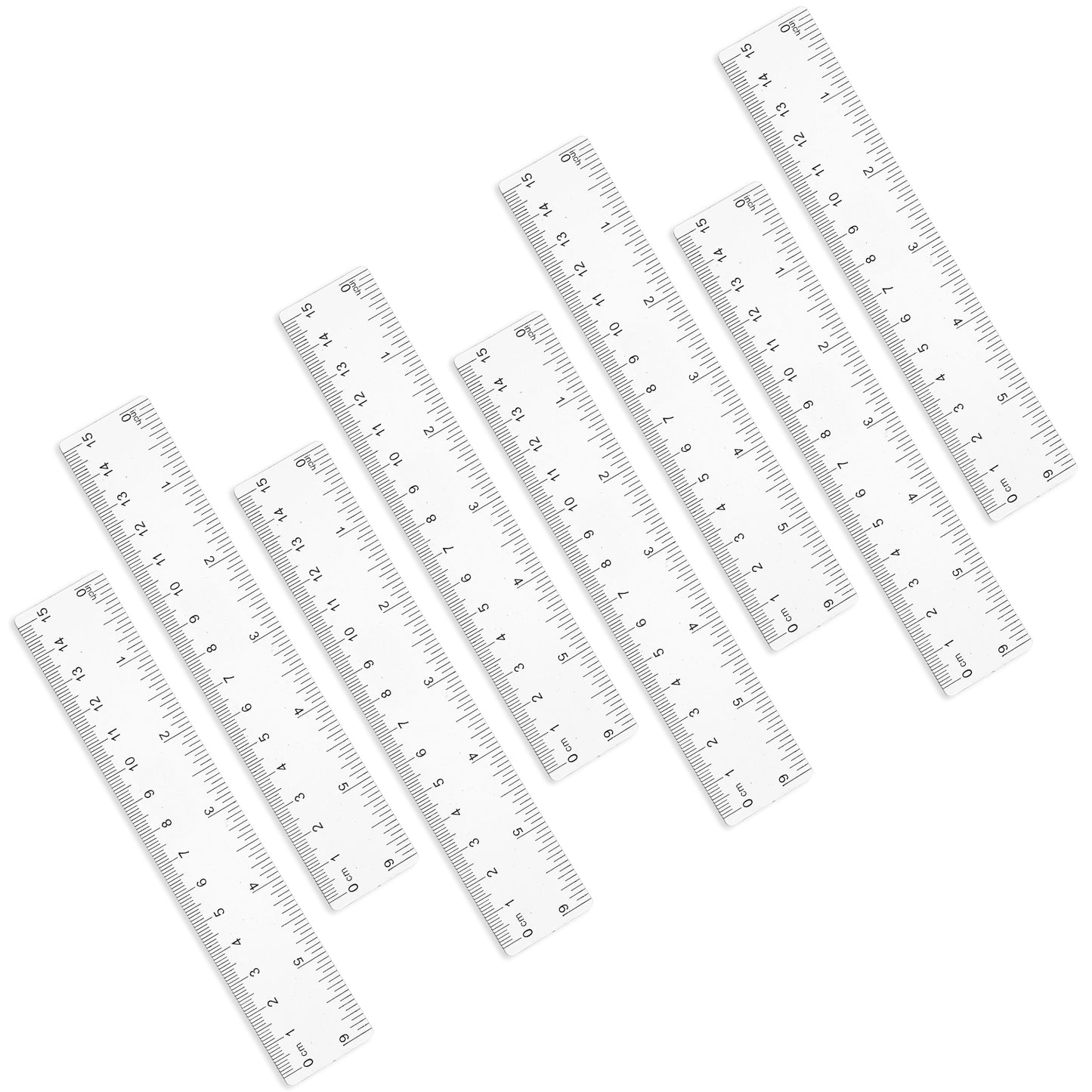 8 Pack 6 Inch Ruler Plastic Straight, Transparent Measuring Tool, Transparent Small Ruler with Inches and Metric Measuring for School, Office,and Home Use