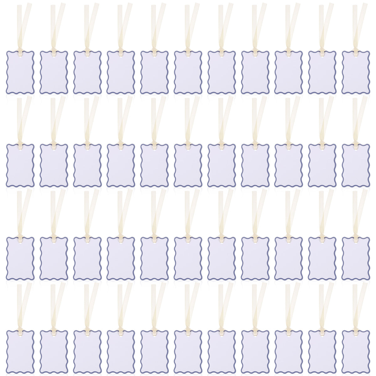 Quvvarly Name Cards for Table Setting, 50 Pcs Blue Place Cards with Ribbon