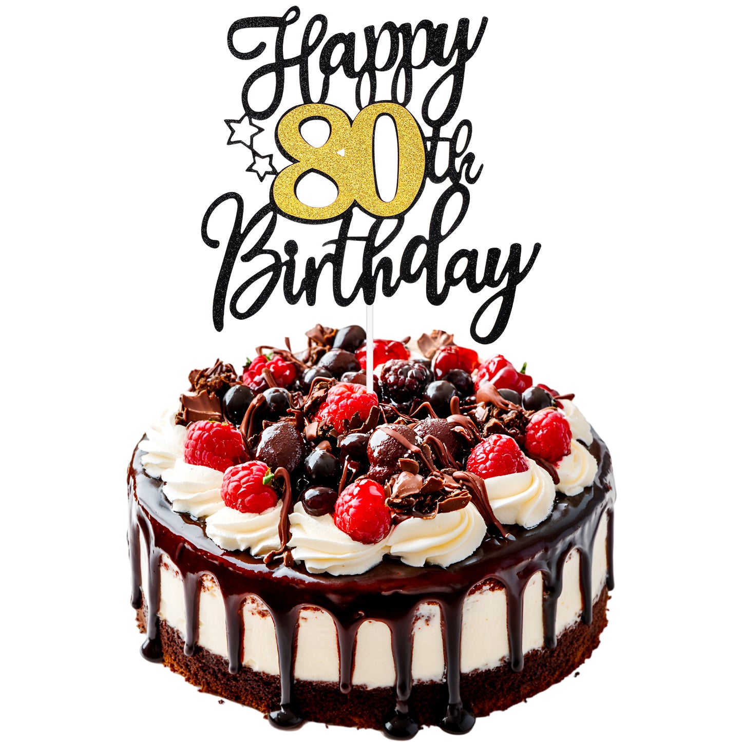 Nogeqi Happy 80th Birthday Cake Topper for Men and Women, 80th Cake Topper for Birthday Anniversary Party Supplies Decorations