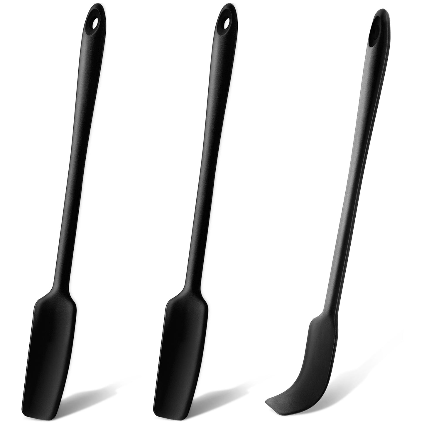 Mabor 3Pcs Silicone Jar Spatula Long Handle Jar Scraper for Baking Cooking Non Stick Heat Resistant Skinny Spatula Scraper for Jars Peanut Butter Kitchen Accessories 11.2 Inches