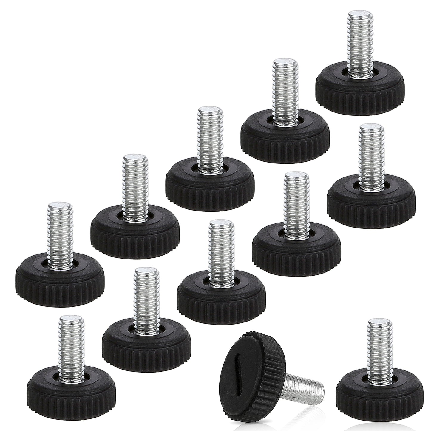 12 PCS Furniture Leveling Feet Adjustable 6mm Thread Furniture Feet Levelers, Heavy Duty Leveling Feets Screw on for Table Cabinets Chairs Bar Stool Desk Dresser Wood Legs (M6)