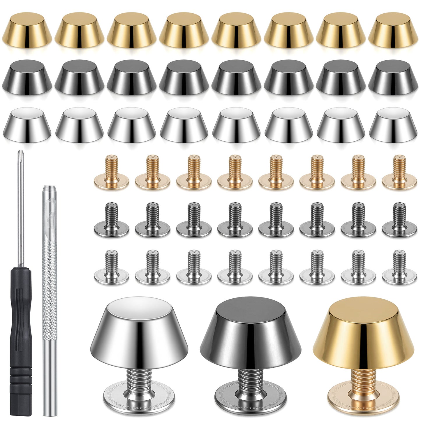 RAHHLIZS 26 Pcs Purse Feet for Handbags, Brass Metal Studs Screw-Back