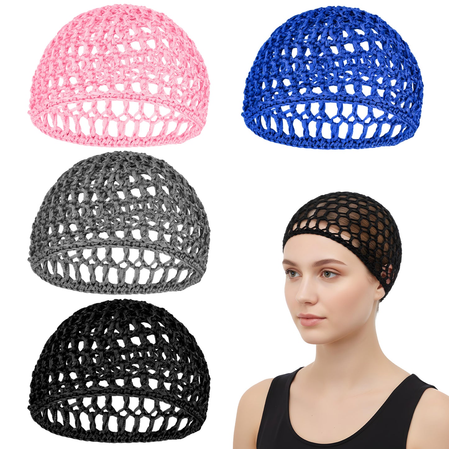 5PCS Mesh Hair Wrap Cap Set, Elastic Crochet Hair Nets for Women, Silk Press Wrap for Wig Cap for Crochet Hairs