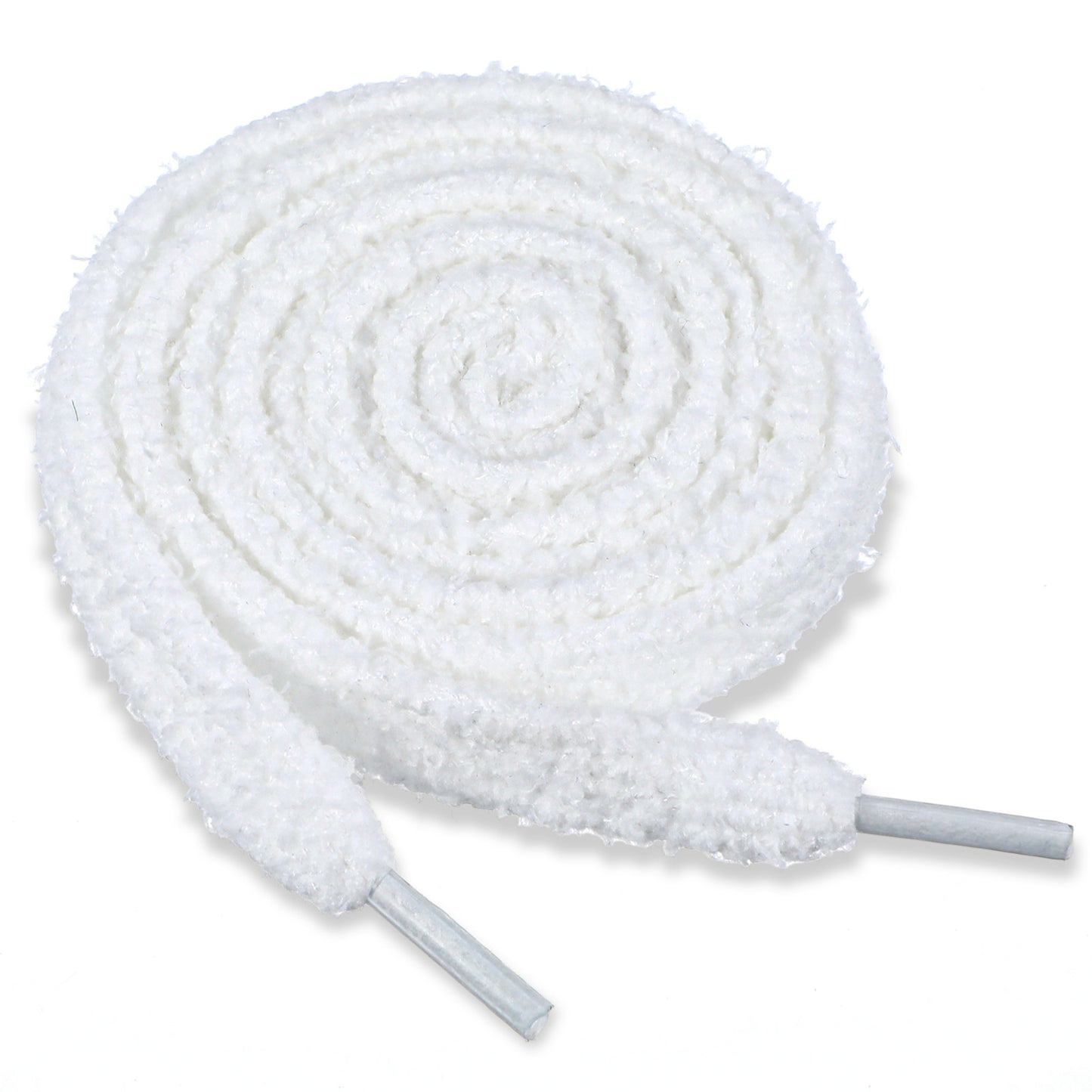 Ouligay 2 Pairs 2CM Wide White Fuzzy Shoe Laces for Trainers 20mm Flat Fluffy Thick Shoelace 47 Inch Soft Shoe Strings for Men Women Casual Running Sports Athletic Shoes