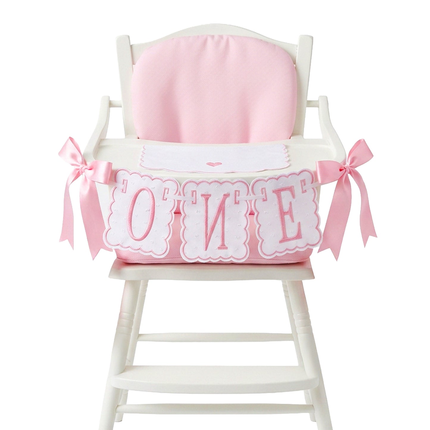 Matwsec One High Chair Banner for First Birthday Girl, Pink Bow Felt Highchair 1st Birthday Banner for Girls Sweet One Party Decoration Supplies Photo Prop (Pink and White)