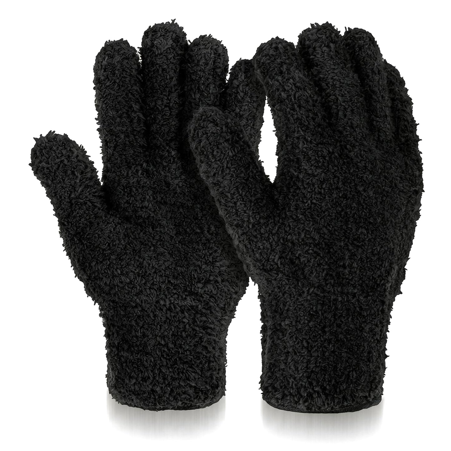 Ymapinc 1 Pair Plant Dusting Gloves, Black Microfiber
