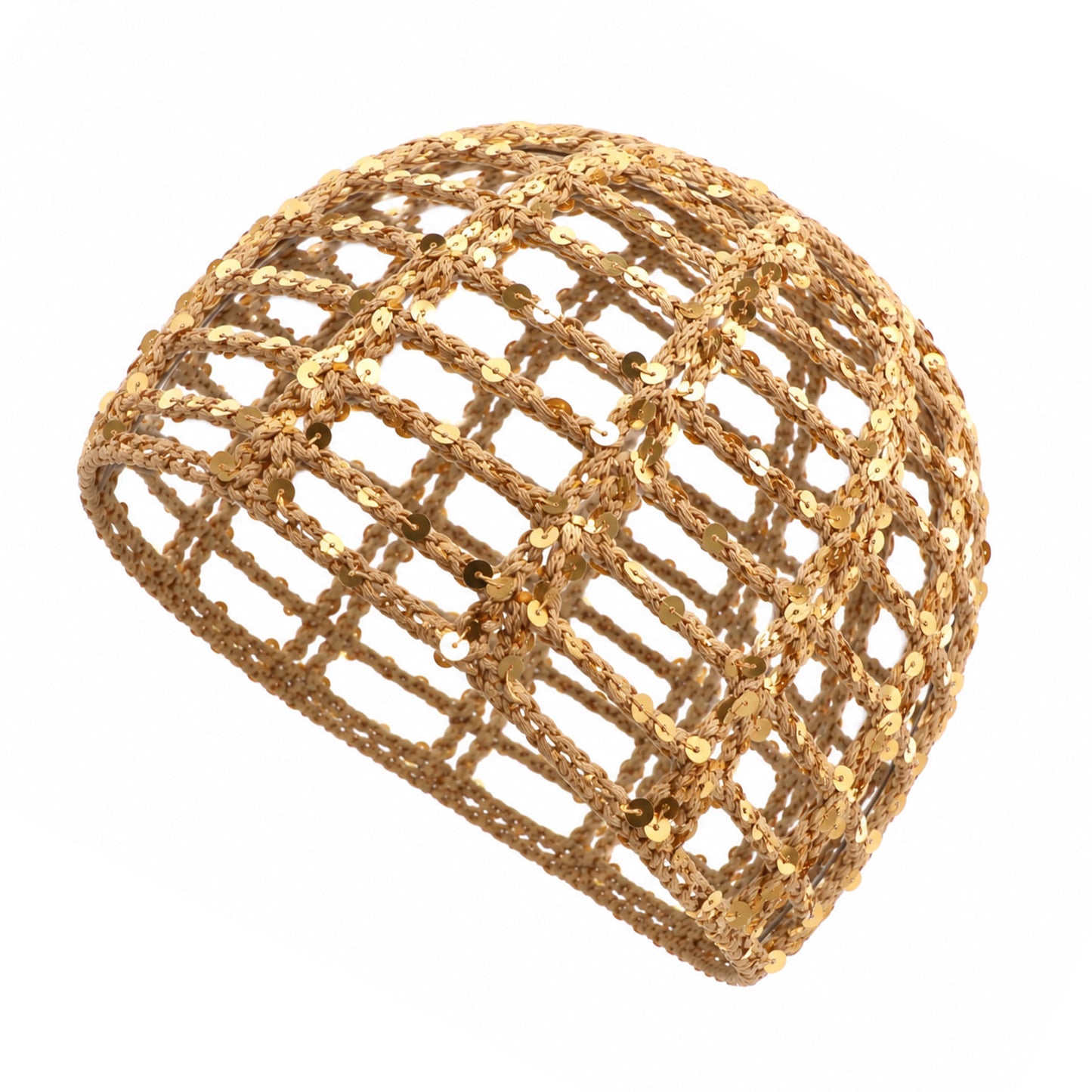 Ymapinc Crochet Hat, Sequin Crochet Skull Cap Hollow Mesh Boho Beanie Khaki