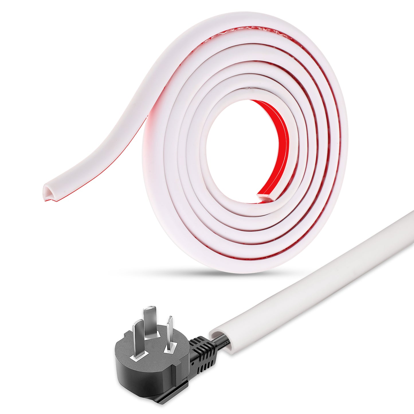 Cable Trunking White 200CM Self Adhesive Cord Covers for Wires on Wall, Flexible Pvc Cable Hider TV Wire Cover Power Protector Channel Cord Concealer Raceway for Easy Cord Management W15 H10MM