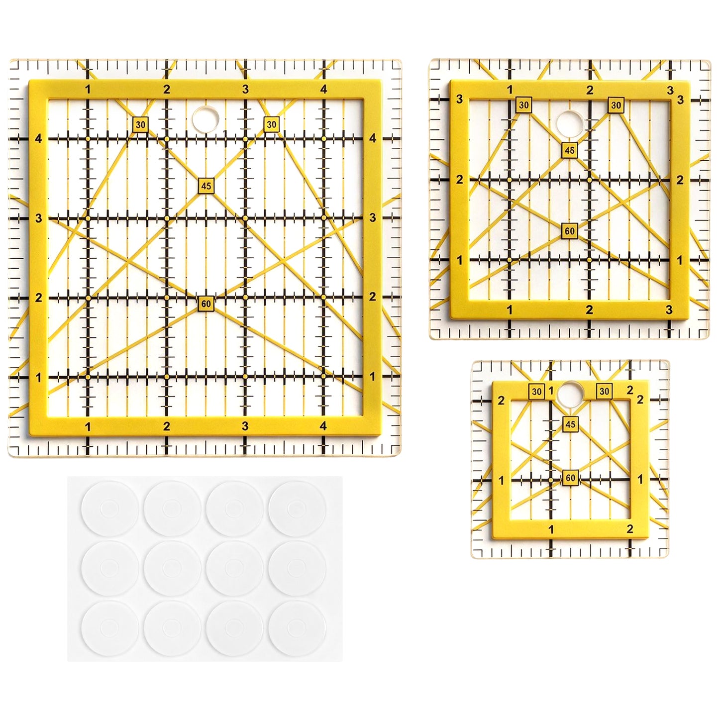 Chsoejuf 3PCS Quilting Squares Sewing Rulers Set for Fabric Cutting 3 Size