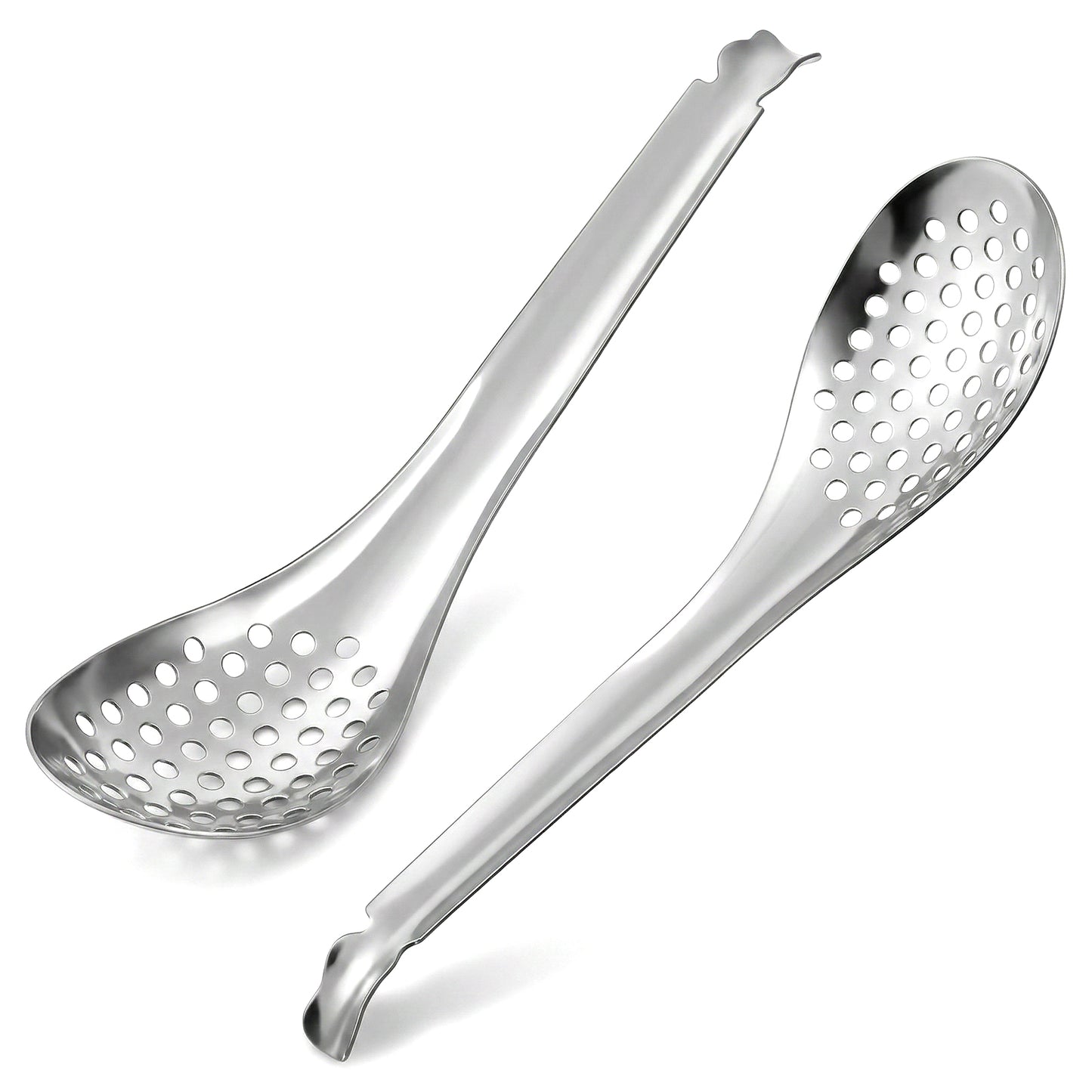 2PCS 6.5" Small Slotted Spoon Stainless Steel Kitchen Fine Mesh Strainer Skimmer Caviar Egg Spoons Ladle for Straining Pasta/Cooking/Frying, Metal Kitchen Utensils Pasta Fatsoff Soup Scoop