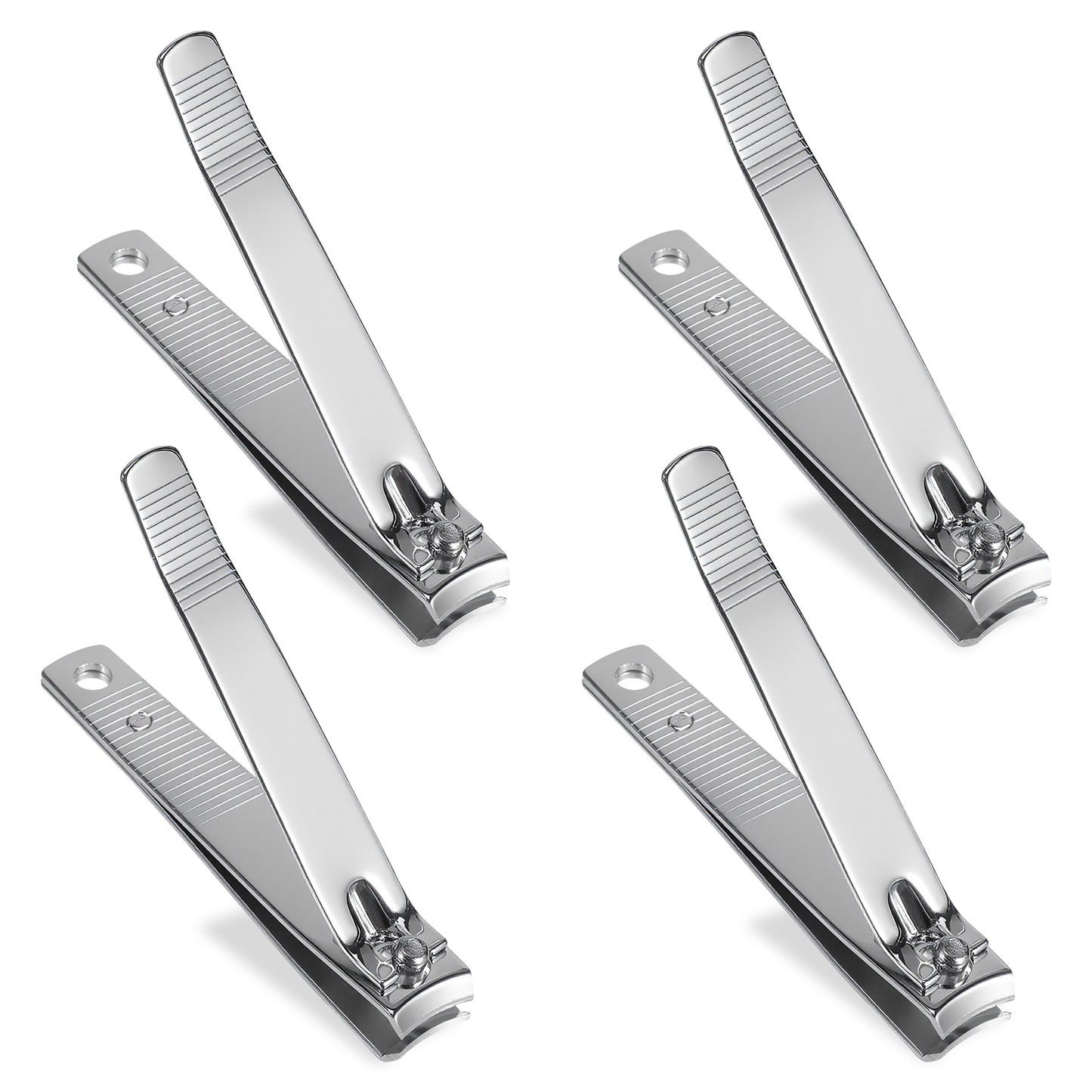 Ouligay 4PCS Straight Nail Clippers for Thick Nails Stainless Steel Fingernail Clippers Edge Toenail Clipper Set Heavy Duty Toe Nail Clipper for Men and Women Silver