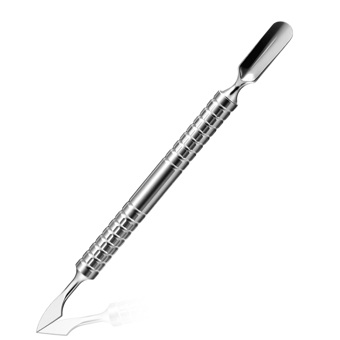 Dual Head Cuticle Pusher Remover Tool, Curved & Chisel Edge Stainless Steel Nail Care Polish for Women Home Manicure Pedicure Tools Professional Tool for Cuticle Work (Silver)