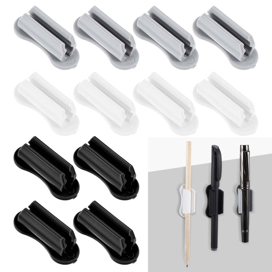 Ymapinc 12Pcs Pen Holder for Clipboard Silicone Pen Holder Self Adhesive Pencil Holder for Student Kids Desk Stick on Marker Holder for School Office Classroom Desk Accessories