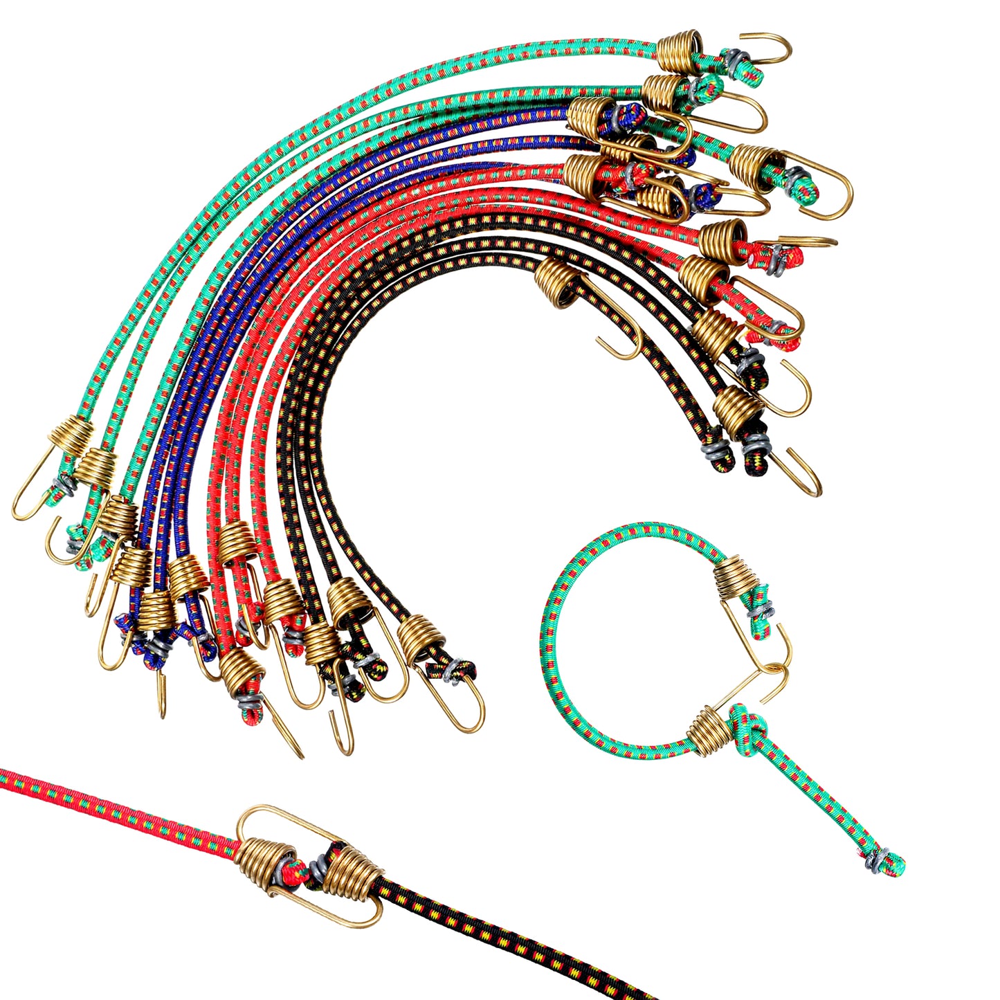 Chsoejuf 12 Pack Mini Bungee Cords with Hooks 10 in Rubber Bungee Cord Hook