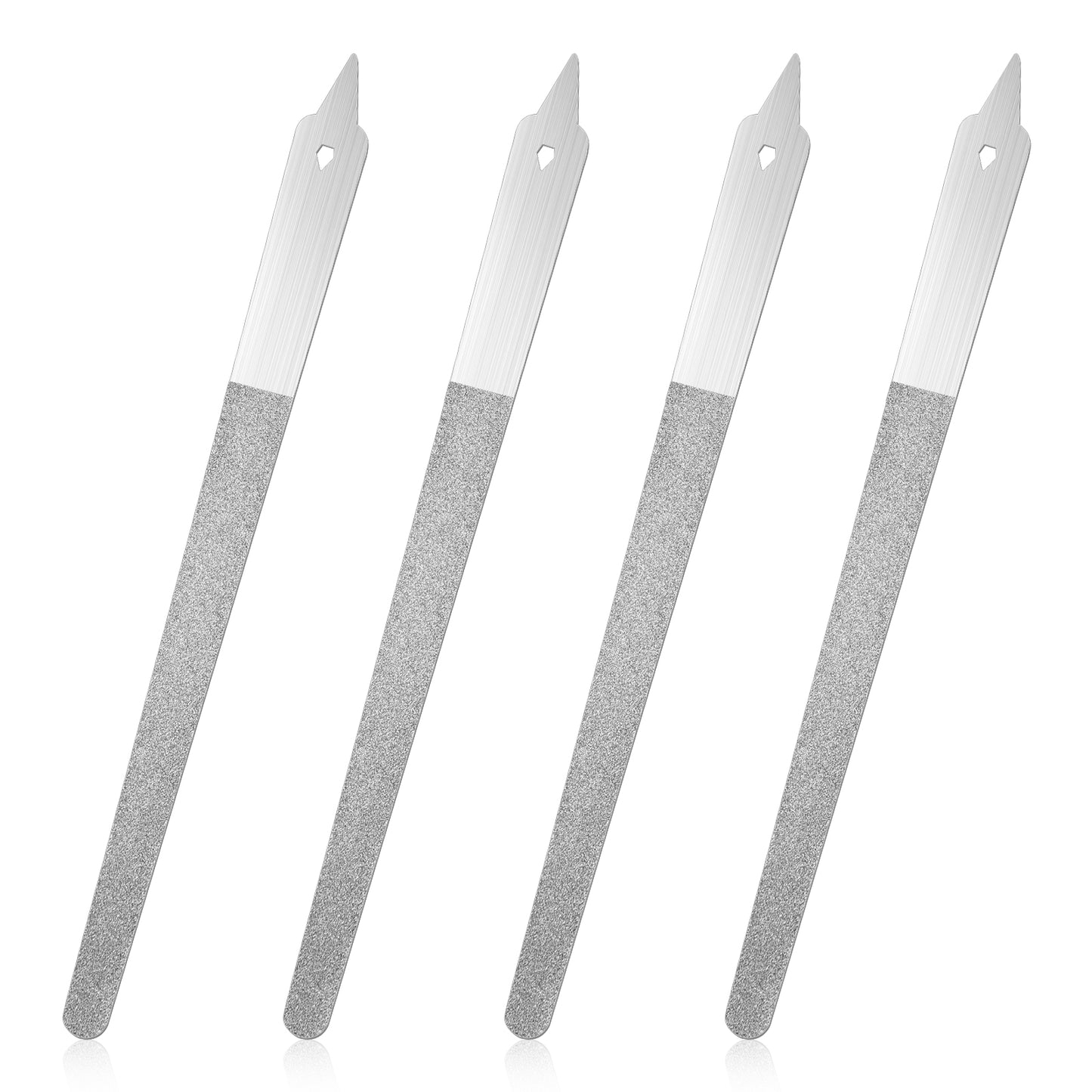 4PCS Diamond Dust Nail File, Stainless Steel Nail Files for Women, Stainless Steel Fingernail Files for Natural Nails with Pointed Tip Double Sided for Manicure, Pedicure