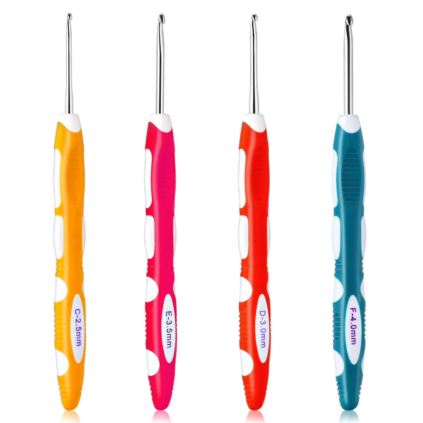 Ouligay 4PCS Crochet Hooks Set 2.5mm 3mm 3.5mm 4mm Ergonomic Crochet Hook Set Colorful Long CrochetNeedles DIY Yarn Weaving Tools for Knitting Gloves, Shoes, Bags, Hats, Socks, Scarf