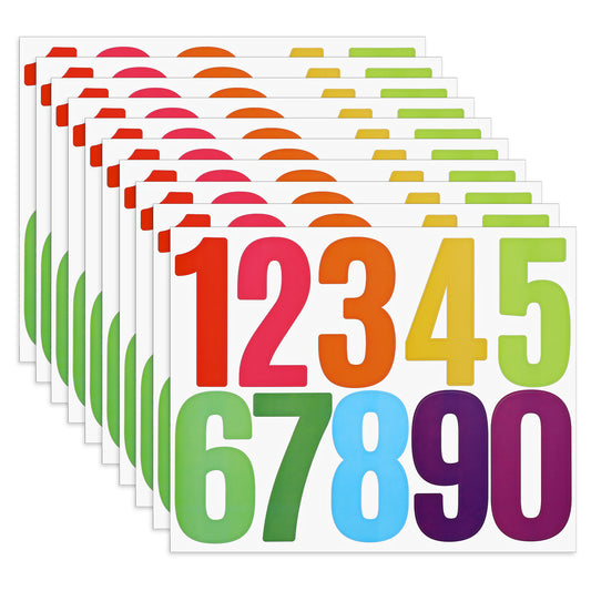12 Sheets/120PCS Stick on Numbers, 3.15" Self Adhesive Number Stickers Waterproof Mailbox Numbers for Outside Door Bin Number Decals for Address on House, Home, Trash Can, Door, Sign (Multicolor)