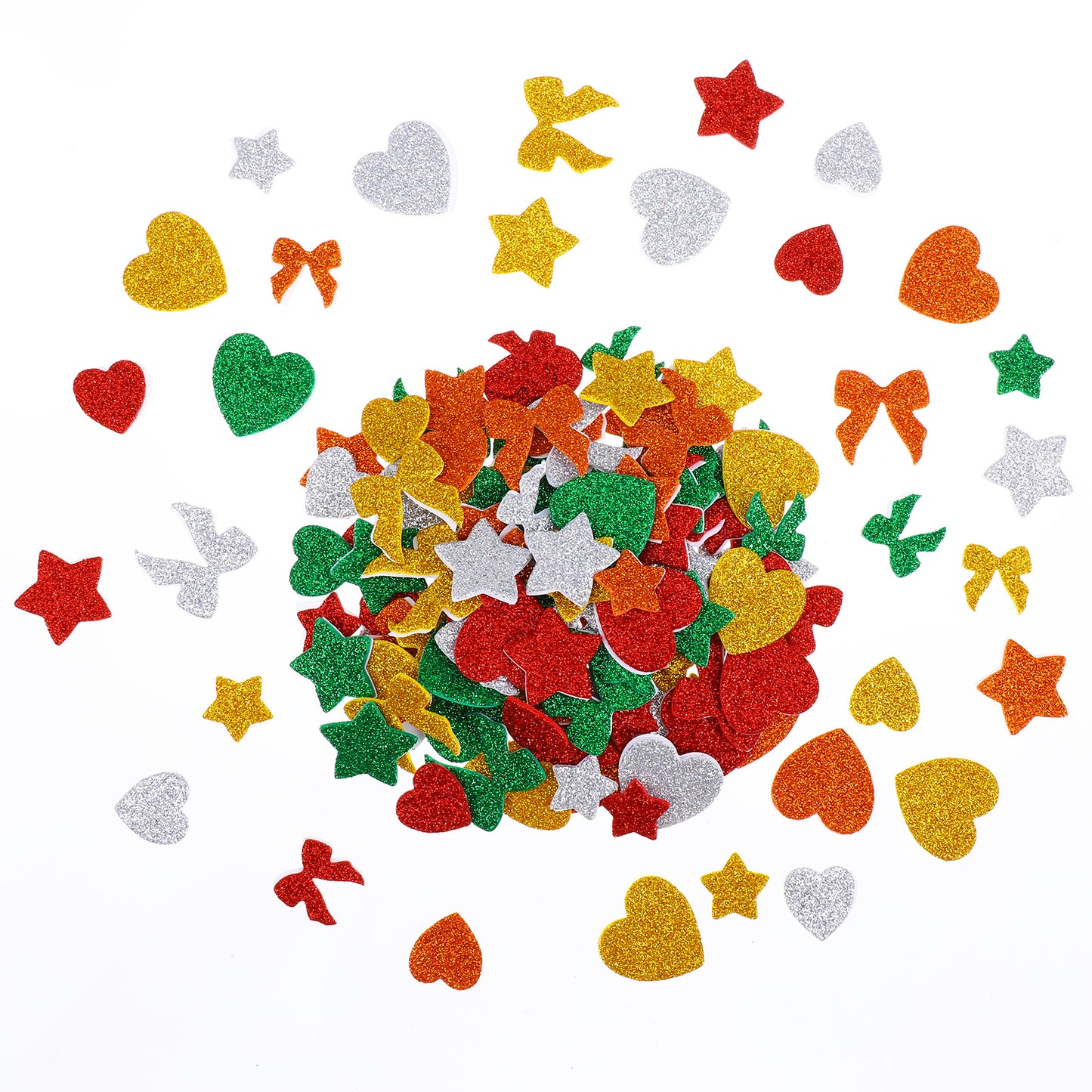 150pcs Foam Stickers for Kids Crafts Glitter Heart Butterfly Star Foam Shape Sticker Self Adhesive Sparkly Stickers Decorative for DIY Crafts Scrapbooking Arts Project Home Decoration