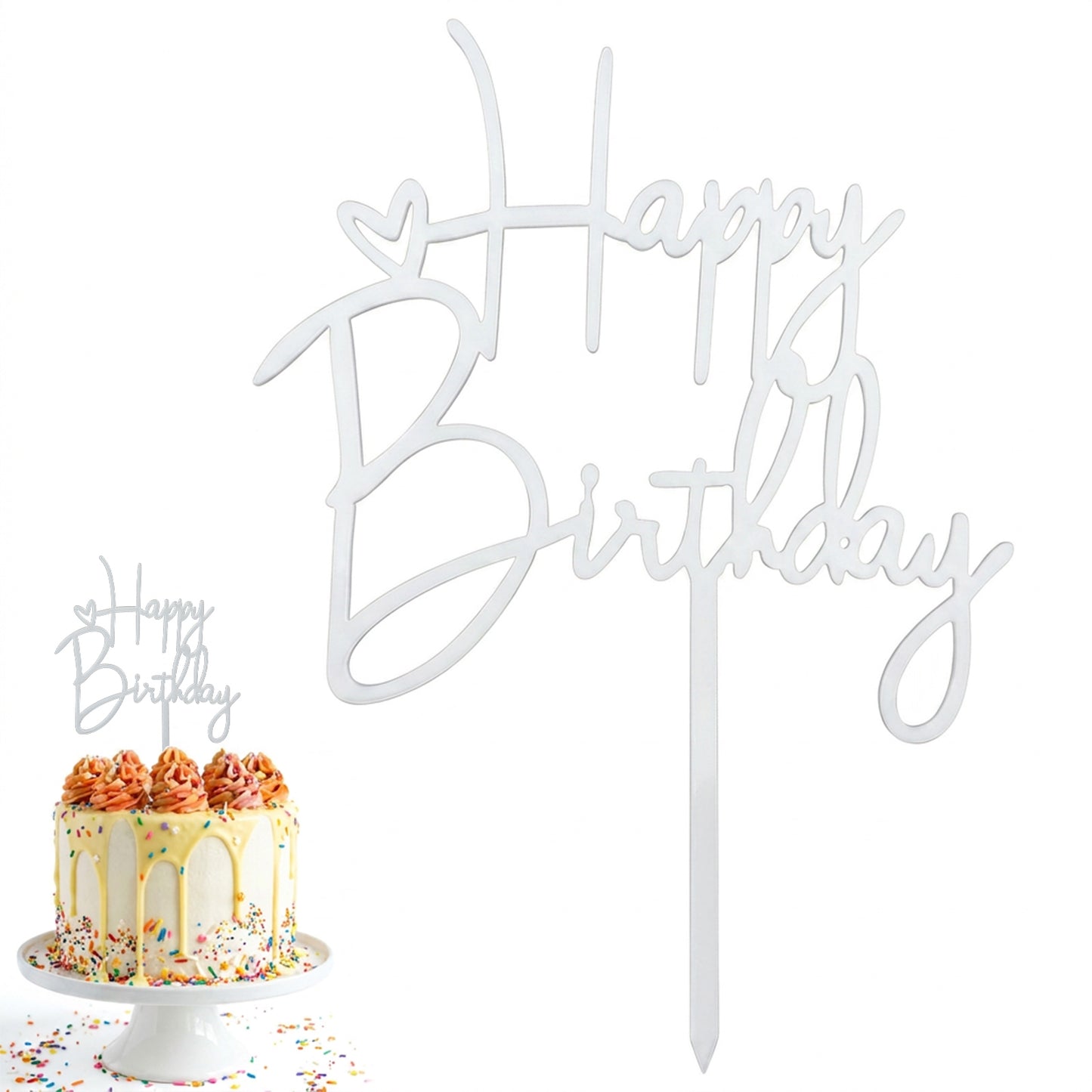 Nogeqi 1 PCS Happy Birthday Cake Topper, Acrylic Birthday Cake Decorations