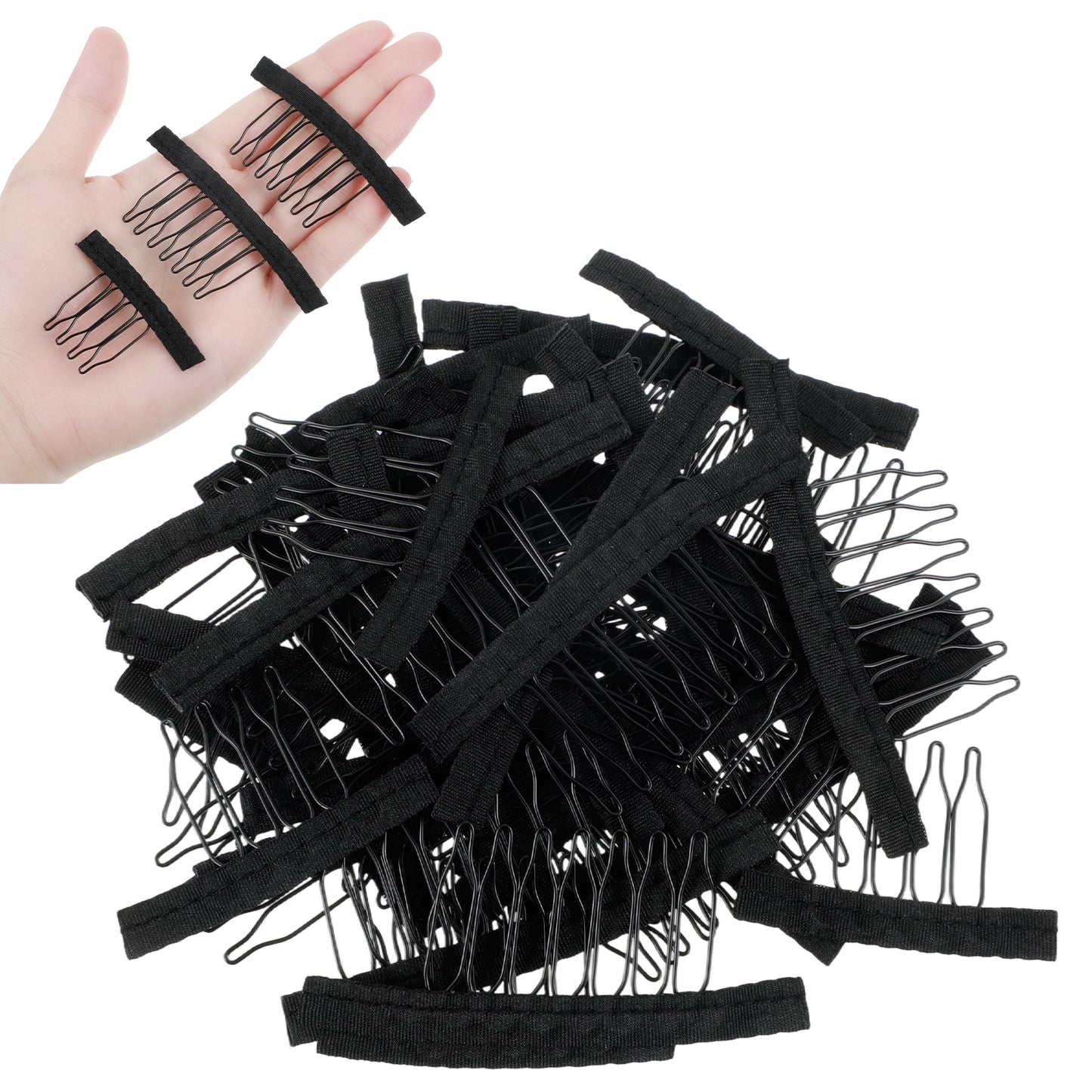 40 Pcs Wig Combs Wig Clips 7-Teeth & 4-Teeth Wig Combs To Secure Wig, Hair Clips For Wigs, Extension Clips For Wig Caps Hairpiece Making (Black)