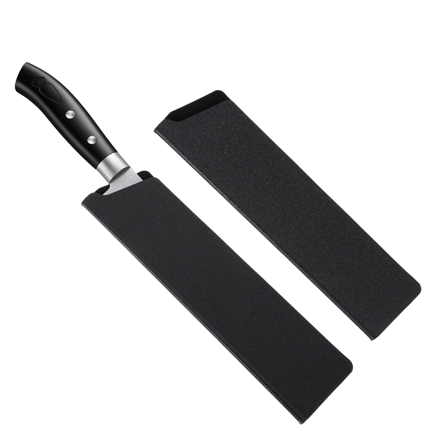 RAHHLIZS 2PCS Knife Cover 8.66×2.17in Knife Guard Chef Knives Sheath Sleeves Universal Knives Edge Guard for Home Kitchen (Black)