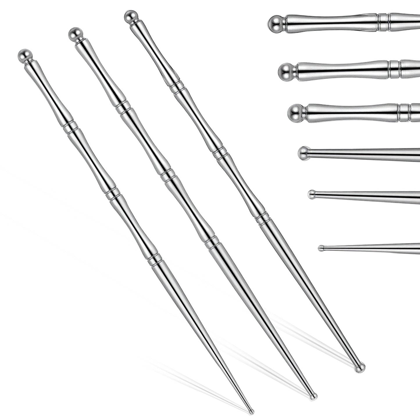 3 Pcs Acupuncture Pen Acupressure Pen Facial Reflexology Tools for Muscle Tension and Pain Relief Stainless Steel Double Headed Face Stick Fascia Tool Deep Tissue Massage Tool