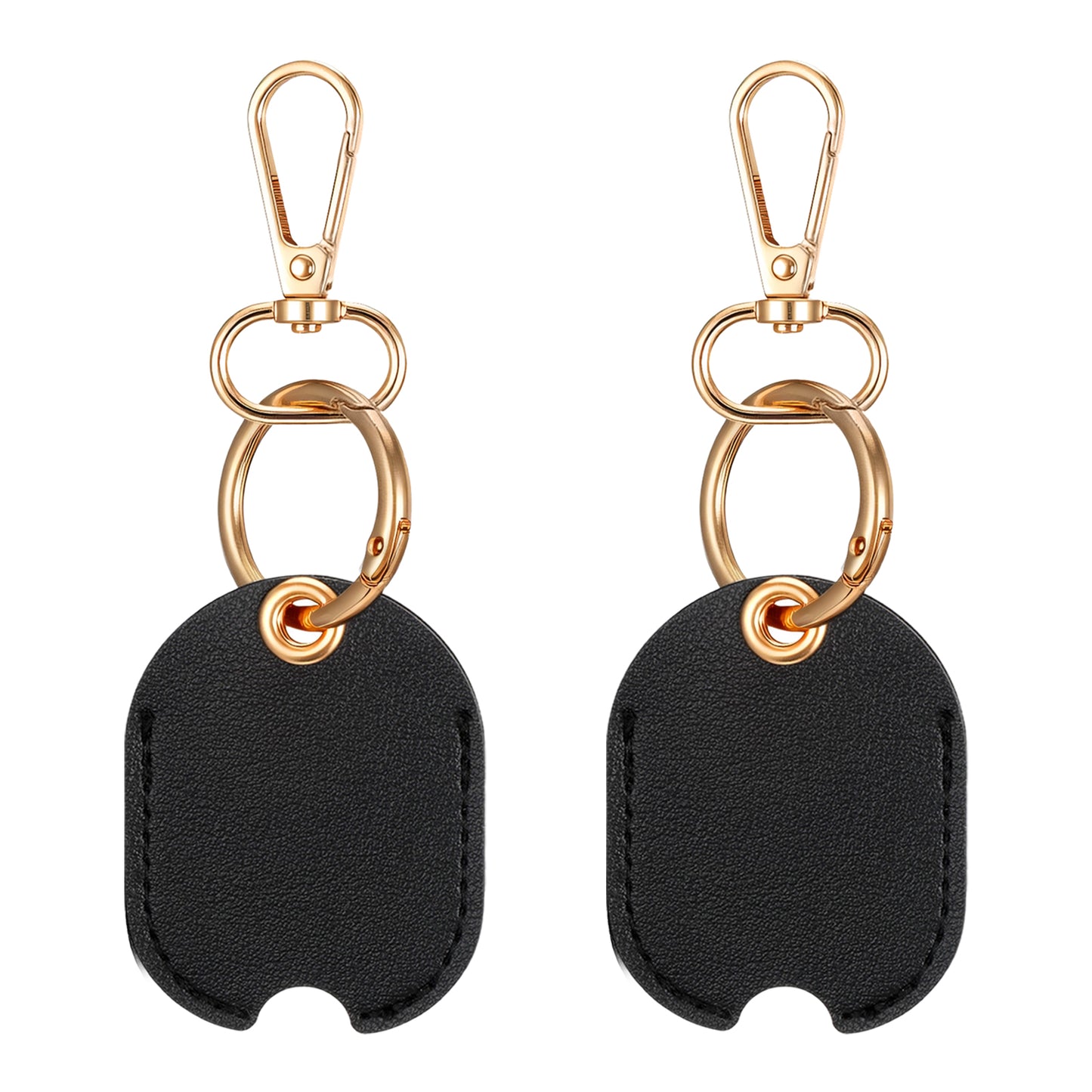RAHHLIZS 2pcs Car Key Cover cap Leather Sleeve for Keys with Iron Ring Replacement Leather Car Key Black Protector Keyfob Keychain Holder
