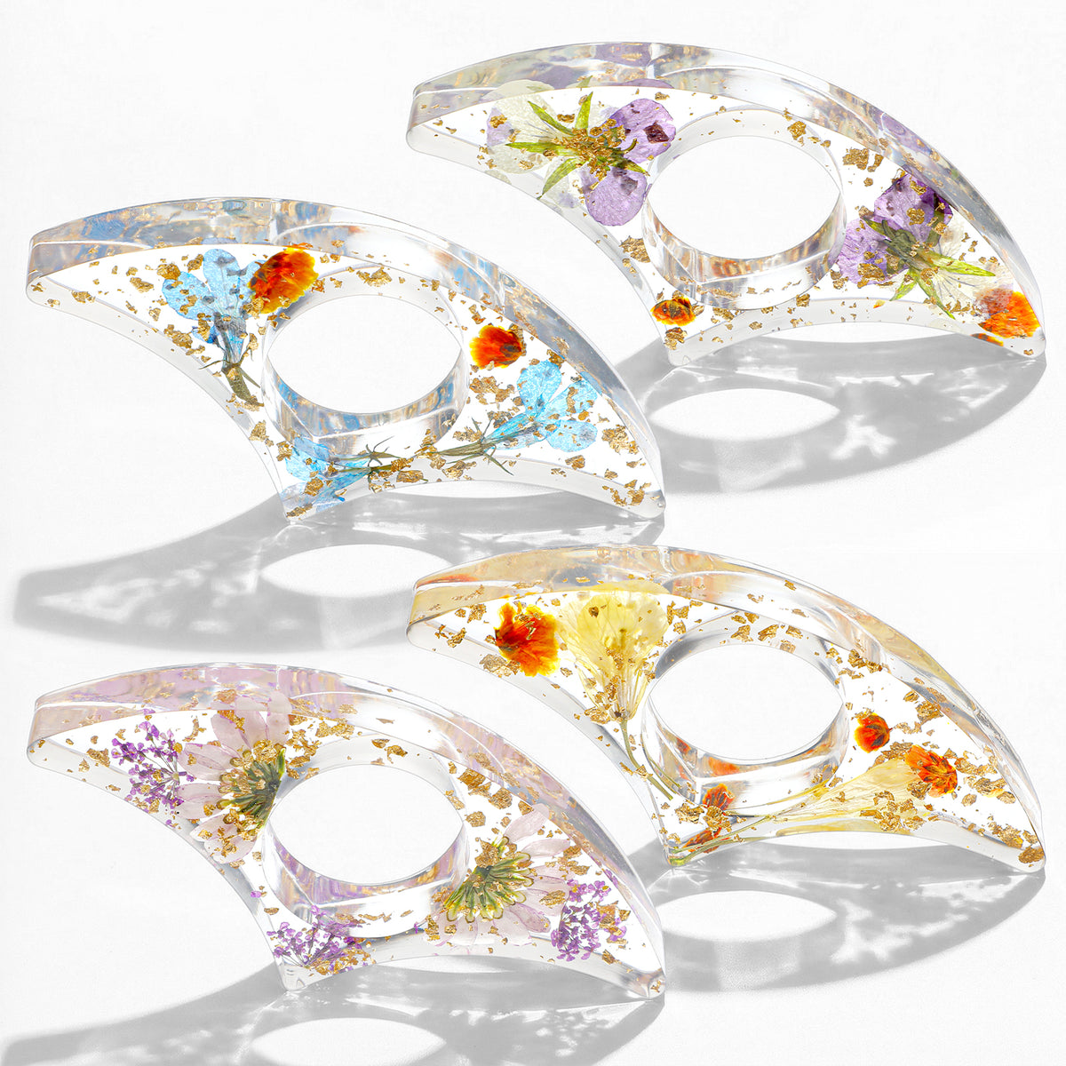 Nogeqi 4 PCS Thumb Book Page Holder, Dried Flower Resin Book Opener Holder