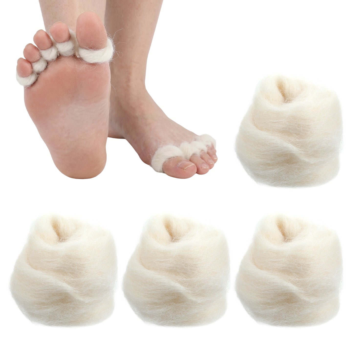 RAHHLIZS 4Pcs Lambs Wool for Toes Feet Lambs Wool Padding for Toes