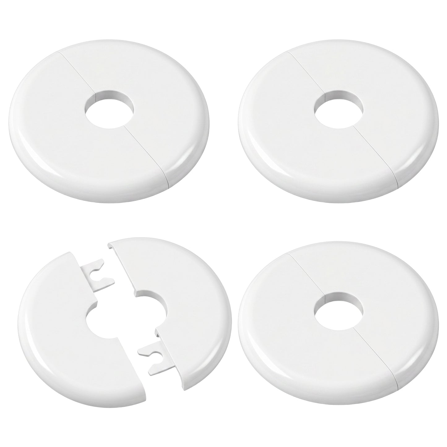 4Pcs 17mm Pipe Covers, Ymapinc Self-Adhesive Wall Split Flange, Split Escutcheon Plate, Faucet Escutcheons Bathroom Plumbing Wall Cover Plates (White)