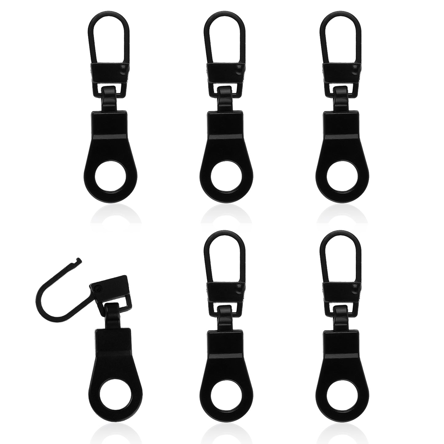 Ouligay 6Pcs Zipper Pull Replacement Detachable Zipper Pull Tabs Zip Pulls Metal Zipper Pull Repair Kit for Jackets Boots Coats Luggage Purse Suitcase