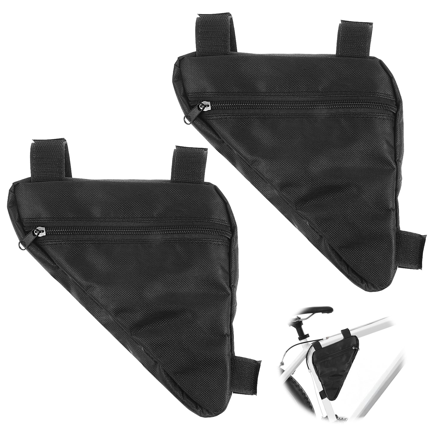 Bremorou 2Pcs Bike Frame Bag, Mountain Bike Accessories, Bicycle Cycling Storage Triangle Top Tube Front Pouch Saddle Waterproof Lightweight Bag for Road and Mountain Bikes