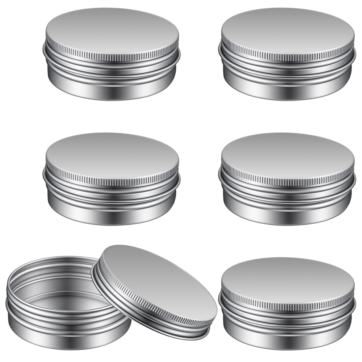 Nogeqi 6 Pack 60 ml Small Metal Tin with Lids, Aluminum Tin Containers Cans with Screw Lids Refillable for Balm, Lip Balm, Cream Cosmetic, Candles, Lotion Bars