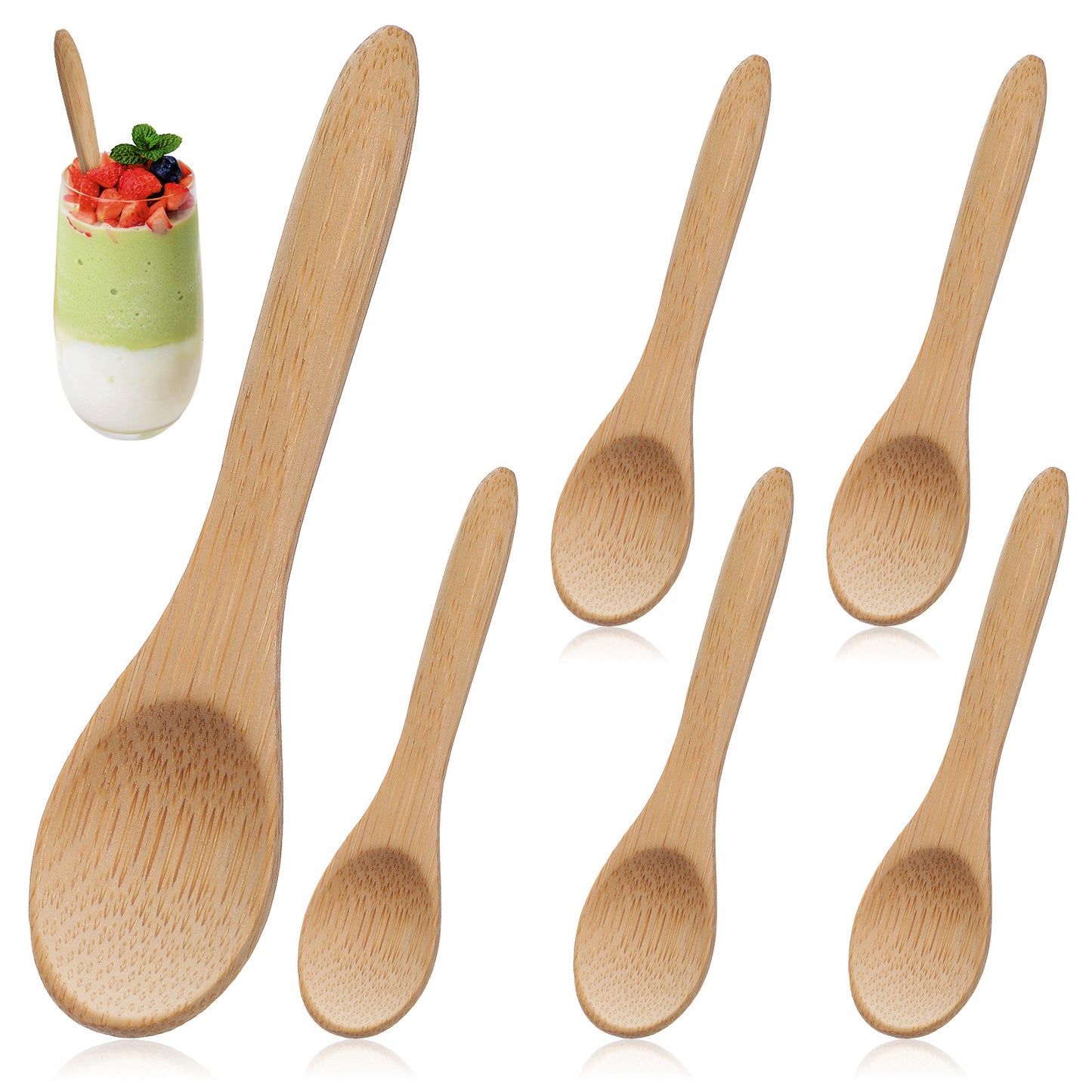 6pcs Honey Spoon Set, Small Mini Wooden Spoons for Coffee, 3.43in Wooden Teaspoon, Brown Bamboo Wood Coffee Spoons, Perfect for Honey, Tea, and Condiments