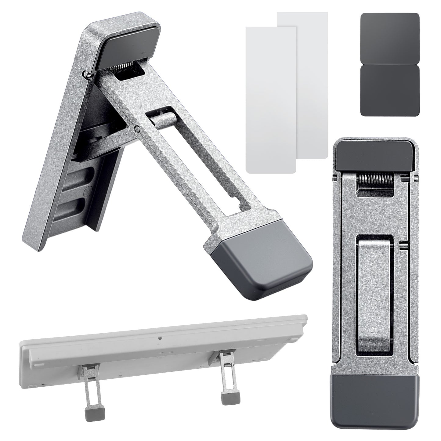 Sorcristy 2PCS Foldable Keyboard Riser Stand for Desk, Mini Portable Laptop Feet Laptop Stand with Anti-Slip Pads Three Tilt Angle for Most Keyboards Office Accessories(Silver)