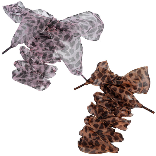 Ymapinc 2Pairs Leopard Print Shoe Laces Women - (130cm/51.2inch Long 4CM Wide) Fun Lace Shoelaces for Womens Sneakers, Cheetah Shoes Silk Replacement Strings