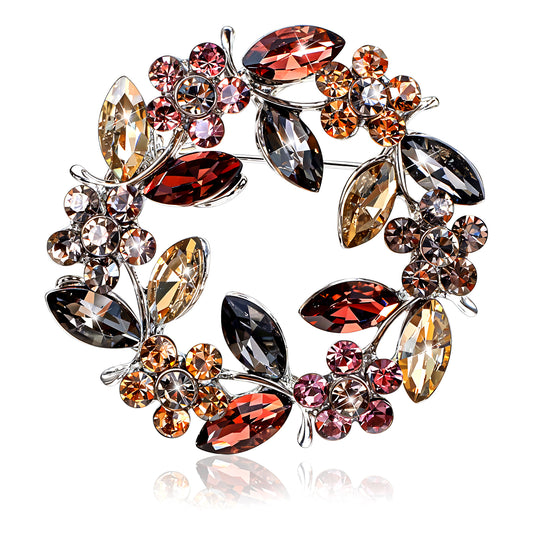 Ymapinc Vintage Rhinestone Flower Brooch for Women, Broche With Crystal Glass Shawl Pin for Clothes Decor Coats Shawls Proms Wedding Anniversaries Birthday Parties