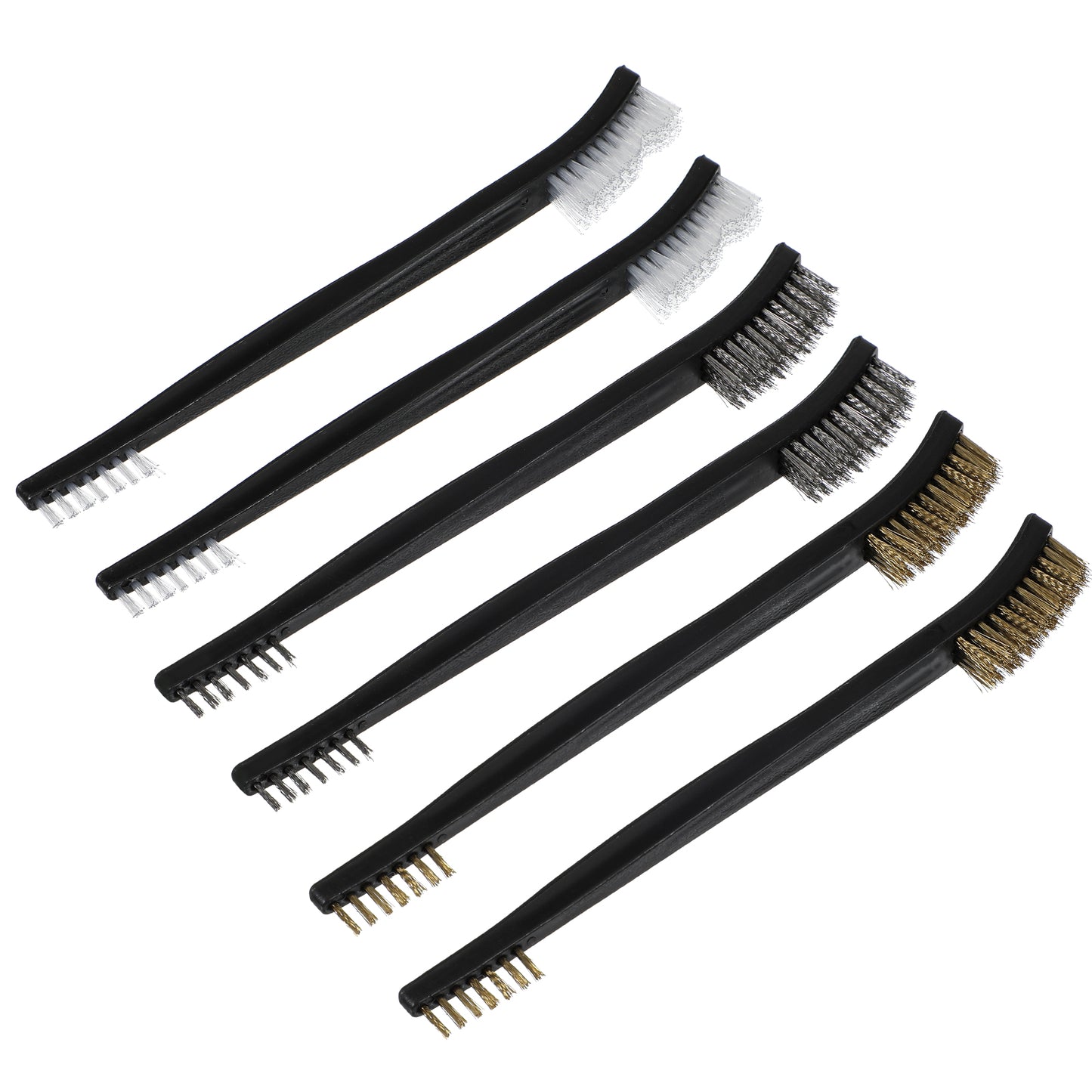 6 Pcs Mini Wire Brush Set Brass Brushes for Cleaning Metal Double-Ended Brushes Cleaner Kits Thin Clean Brush for Tight Spaces Scratch Set with Plastic Handle for Clean Welding Slag and Rust
