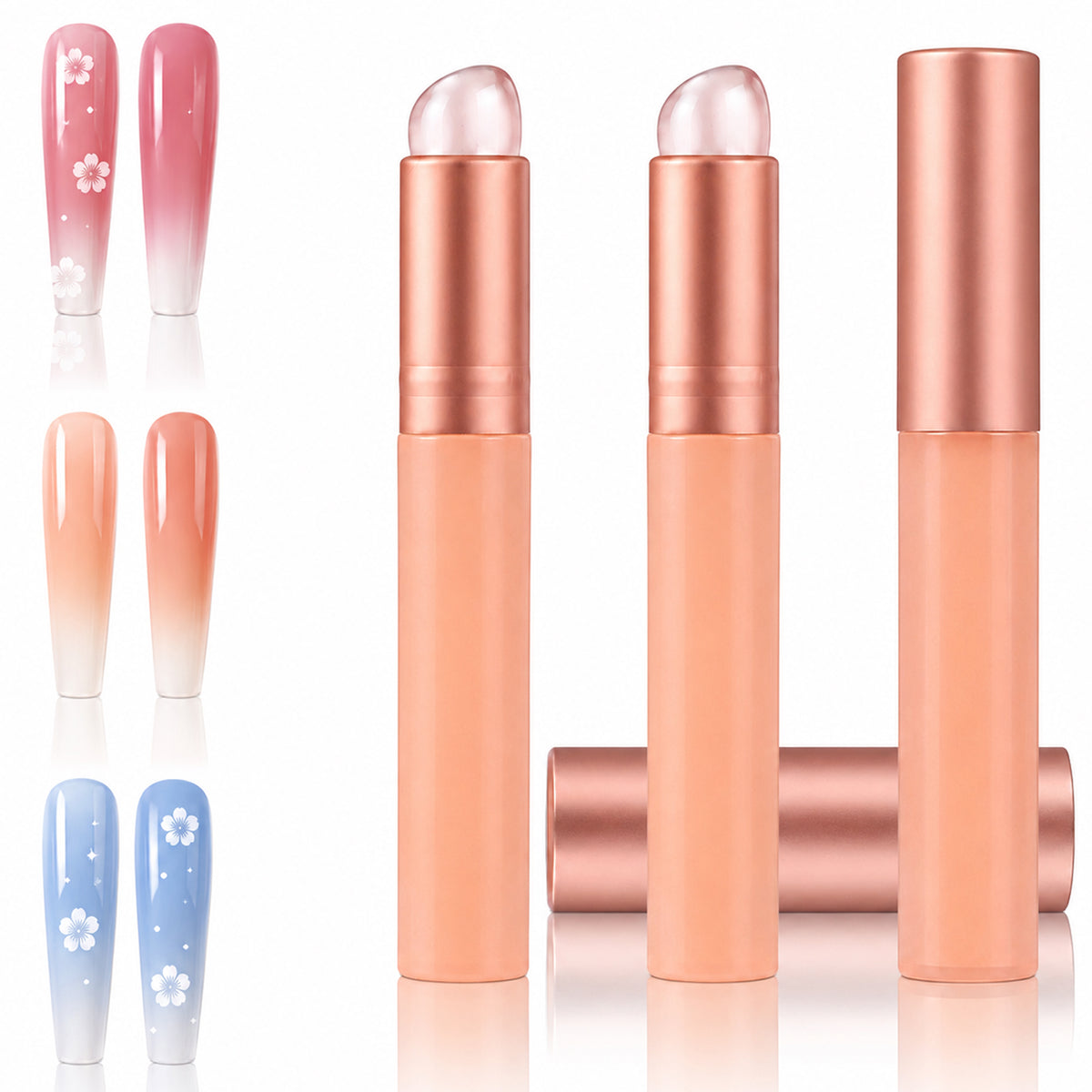 Matwsec 3 PCS Silicone Nail Tools for Ombre French Nails Gradient Brush